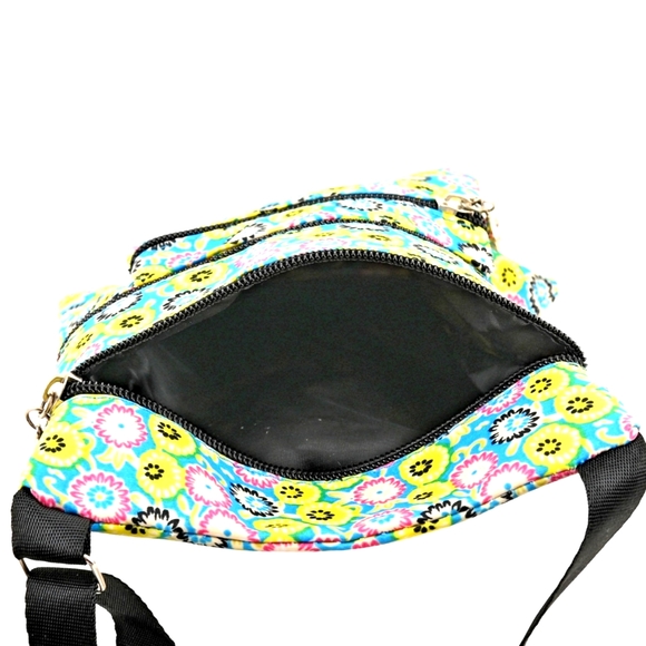 Multi Color Spring Floral Pattern Zippered Shoulder Bag with Adjustable Strap - Picture 5 of 6